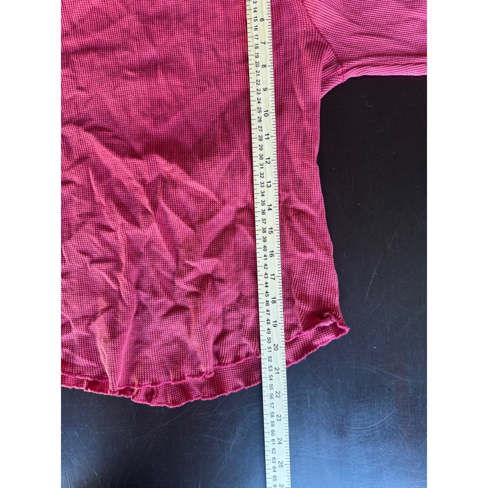 Free People We The Free Thermal Waffle Knit Lettuce Edge Top Pink Red Medium - Picture 3 of 8